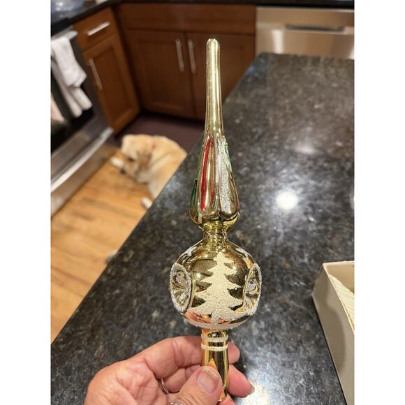 Mercury Glass Christmas Tree Topper New MIB Mint In Box Gold Silver Red Rare - Picture 1 of 5